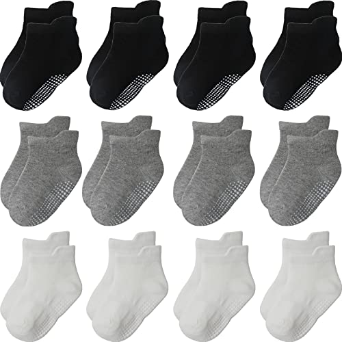 Aroveea Toddler Socks Non Slip Grip Baby Socks 10/12 Pack for Toddler Boys Girls Kids Socks,Cute Cotton Baby Socks