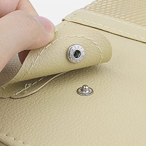 Beige Car Sun Visor Organizer, Sunglasses Holders for Car Sun Visor PU Auto Interior Accessories Storage Travel Document Holder with Multi Pocket