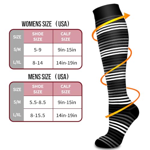 Bluemaple Copper Compression Socks For Women & Men Circulation - Best for Running,Nursing,Hiking,Flight&Travel