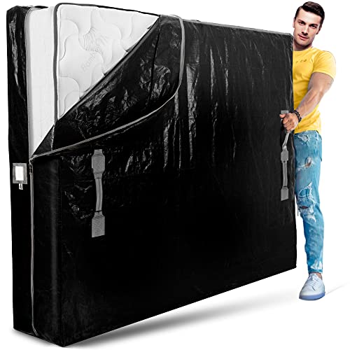 Mattress Bags for Moving with 8 Handles - Full Size - Extra-Thick Mattress Bag for Moving - Reusable Mattress Storage Bag - Mattress Cover for Moving with Zipper, Moving Mattress Bag Protector