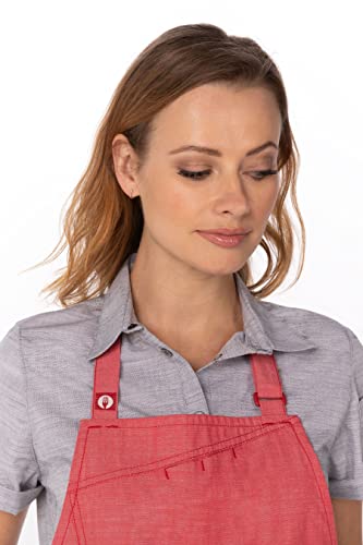 Chef Works Unisex Medford Short Bib Apron, Coral, One Size