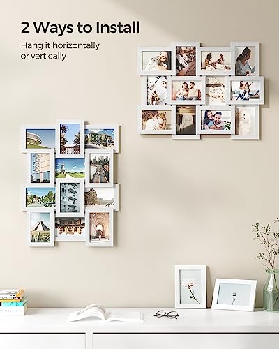 SONGMICS Collage Picture Frames, 4x6 for Wall Decor Set of 12, Multi Family Photo for Gallery Decor, Hanging Display, Assembly Required, Cloud White