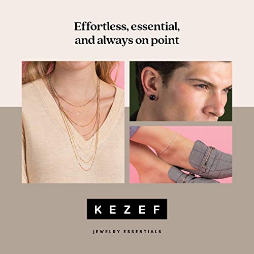 KEZEF 14K Gold Plated Sterling Silver Necklace for Women: Thin Cable Chain - 16 Inch Short/Choker Length Gold Chain for Women