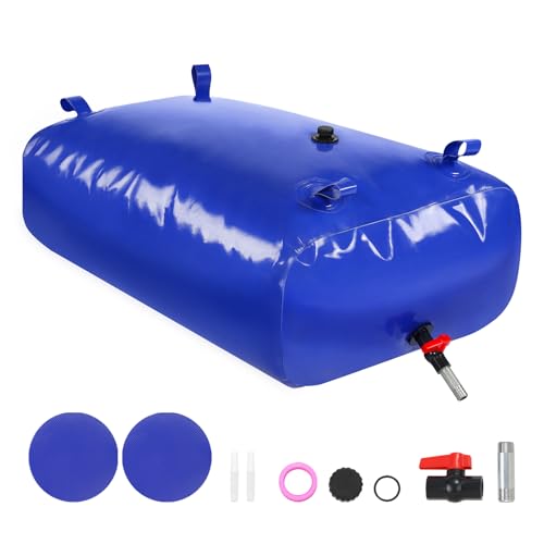 VEVOR 330L/87 Gallon Water Storage Bladder, Water Tank, 1000D Blue PVC Collapsible Water Storage Containers, Large Capacity Soft Water Bag, Water Bladder, Fire Prevention, Camping, Emergency Water Use