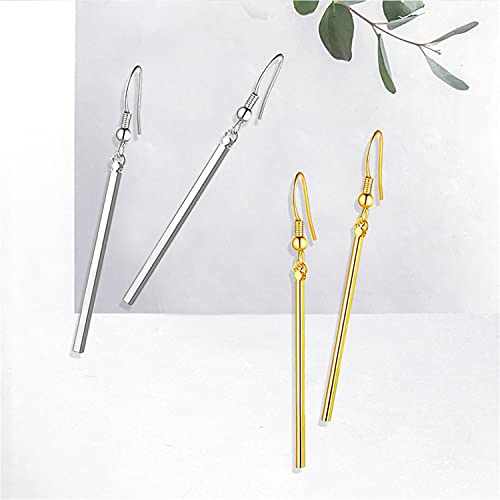 WUWEIJIAJIA 4 Pairs Unique Punk Handmade Long Bar Dangle Earrings Gold Silver Plated Drop Round Bar Line Geometric Earrings Sets for Women (4-Piece Set)