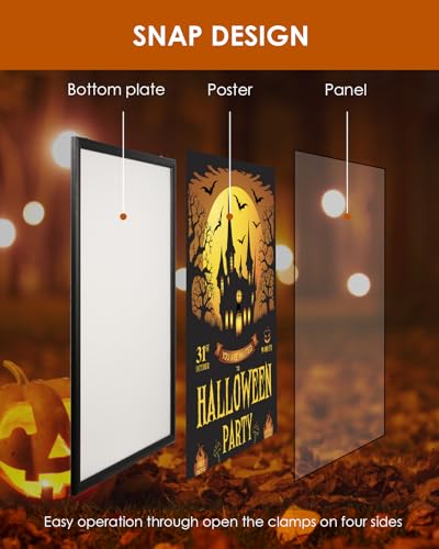 Spolehli Led Poster Frame 16"×24" Snap Frame with Dimmer Switch Illuminated Backlit Movie Poster Frame in Black Adjustable Brightness LED Light Box For Decoration Exhibition Home Theater Advertisement