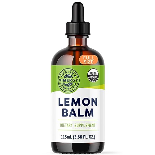 Vimergy USDA Organic Lemon Balm Extract, 115 Servings – Supports Calm and Relaxed Feeling– Relief from Occasional Nervous Tension – Alcohol-Free – Gluten Free, Non-GMO, Kosher, Vegan & Paleo (115 ml)