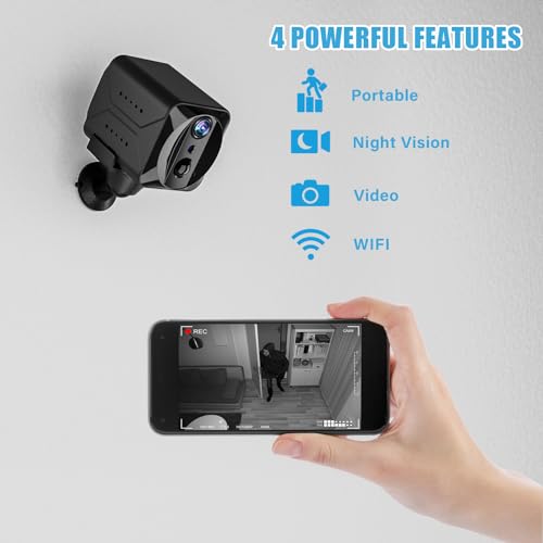 YHRBTPO 2024 Upgraded Mini Spy Camera Hidden Camera,4K WiFi Wireless Camera, 100 Days Standby Battery Life,AI Motion Detection Alerts,Nanny Cam Security Cam for Indoor,Home,Baby,Pets