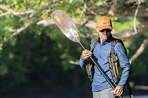 Pelican Poseidon Angler Fishing Lightweight Kayak Paddle - Built-in Retrieval Hooks - Fiberglass Reinforced (Baltic Brown, 98.5 in)