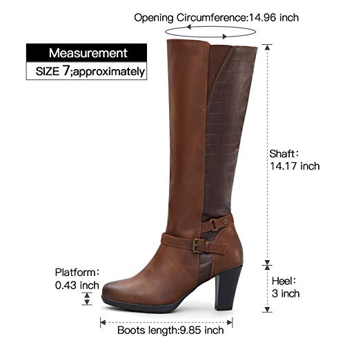 mysoft Women's Knee High Boots Chunky Heel Boots with Zipper