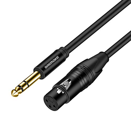 DREMAKE TRS 1/4 Inch 6.35mm/6.5mm to XLR Female Balanced Interconnect Audio Cable, 3Pin XLR to Quarter Inch Mic Cable for Microphone, Mixer, Guitar, AMP, Speakers - Black/3FT