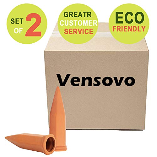 vensovo 2pcs Terracotta Watering Spikes - Automatic Self Watering Stakes, Plant Watering Devices for Wine Bottles Recycled Bottles, Clay Plant Garden Waterers for Vacations