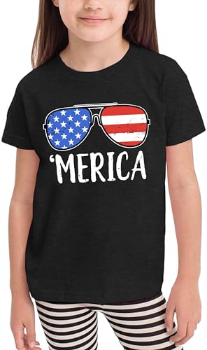 4th of July Shirts for Toddler Boys Girls Cool Sunglasses T-Shirt American Flag Tee Kids Short Sleeve Tops