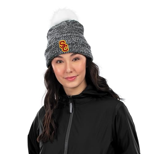 Pacific Headwear Standard NCAA Women's Faux Fur Pom Beanie-Collegiate Winter Hat for Stylish & Warmth, Multi