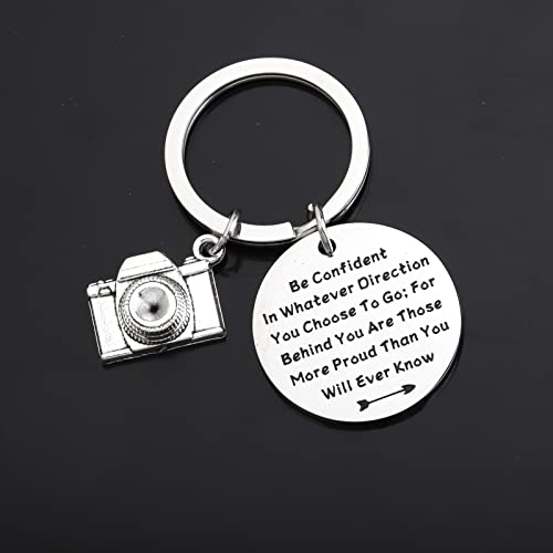 LQRI Camera Keychain Photographer Gift Be Confident In Whatever Direction You Choose To Go Keychain Camera Gifts Future Photographer Gift (silver)