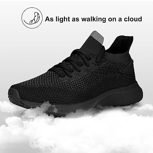 Running Shoes Womens Work Shoes Lightweight Memory Foam Slip On Soft Tennis Casual Walking Athletic All Black Sneakers Size 6.5