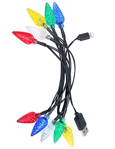 LED Christmas Light Phone Charger Cord USB Charging Cable Gift for Phone 14/13/12/11 Pro/XS/XS Max/XR/X/8 Plus/ 8/7 Plus/7s Plus/6s/6/5s/5c/5Pad with 10 Lights Christmas Decorations (Black)