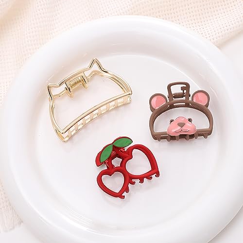 Purggy 3 Pack Butterfly Hair Clips、golden Heart Star Hair Clasps Accessories for Women Girls Adult Hair Claw Clips, Metal Hair Clips for Thick/Thin Hair