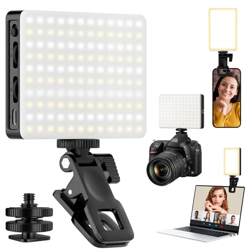 ORFASTAR Phone Light, 120 LED Selfie Light for iPhone, 8000Mah Rechargeable Phone Light Clip Video Camera Light, Adjusted 3 Light Modes for Android, iPad, Laptop, for Makeup, TikTok, Vlog