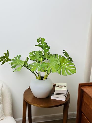 Mythlty 2 Artificial Tropical Monstera Plants Real Touch for Pot or in Vases Fake Plant with Stems and Roots Faux Greenery Wall Decor for Indoor Outdoor Home Office (Monstera)
