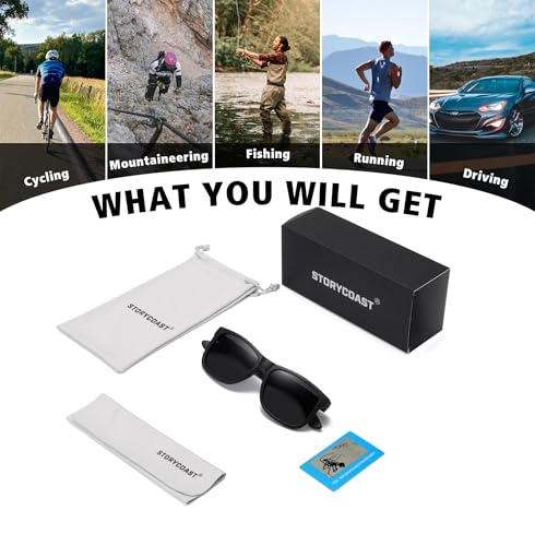STORYCOAST Classic Polarized Sunglasses for Men Women Retro Square Shades UV400 Protection Matte Black Frame/Gray Lens