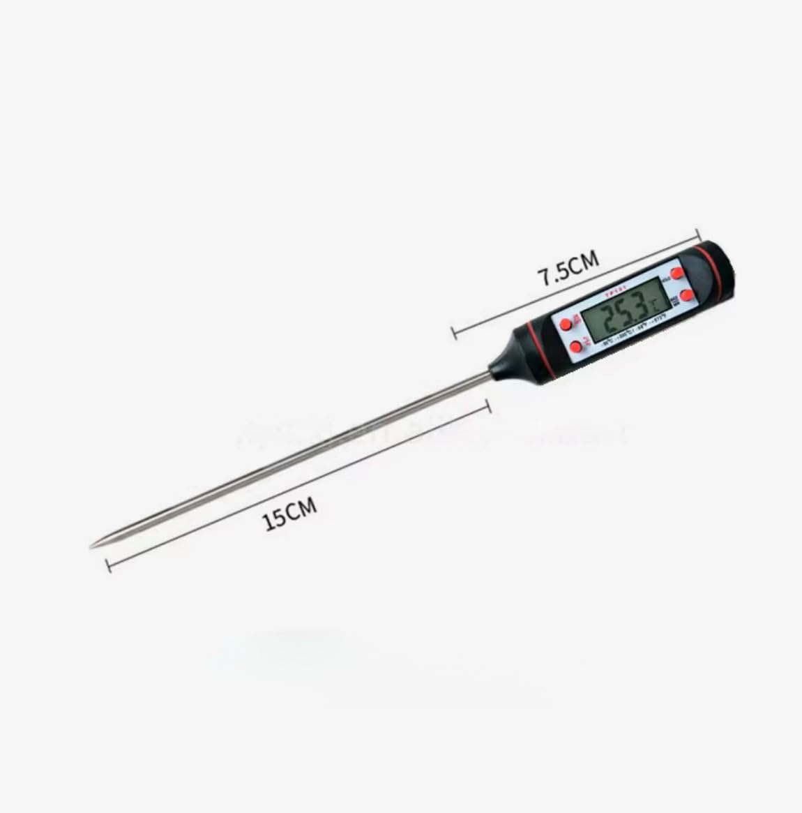 Digital Meat Thermometer – Instant Read for Grilling, Cooking, Food, Liquids – Black Stainless Steel Probe