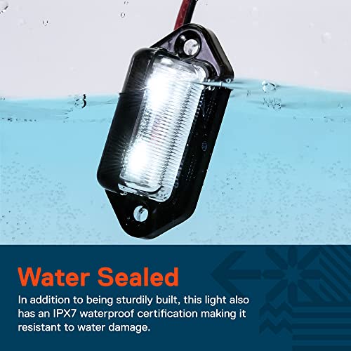TRUE MODS 1pc Trailer LED License Plate Light [DOT FMVSS 108] [SAE L] [Black-Finish] [Surface Mount] [Waterproof] [12V DC] Courtesy Step License Plate Tag Lights for UTV ATV Trailer Truck RV Boat