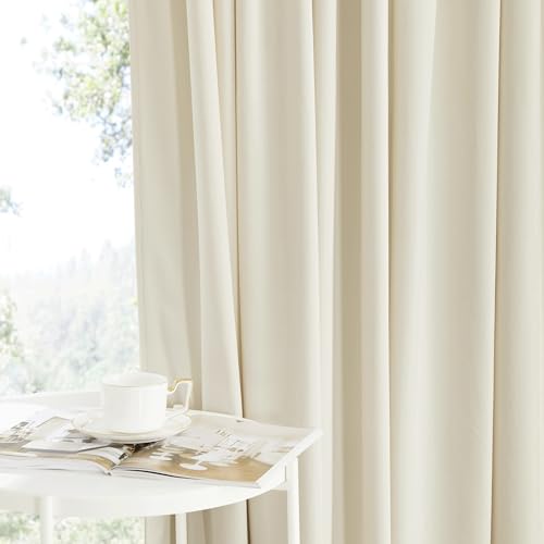 KGORGE Wild Rose Velvet Curtains 90 inches 2 Panels, Velvet Blackout Curtains for Bedroom Living Room, Soft Darkening Thermal Insulating Curtains & Drapes, Back Tab Rod Pocket Curtains, W 52 x L 90
