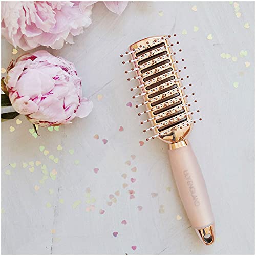 Vent Hair Brush for Blow Drying, Detangling Hairbrush for Women - Vented Brush with Gel Handle - Rose Gold by Lily England