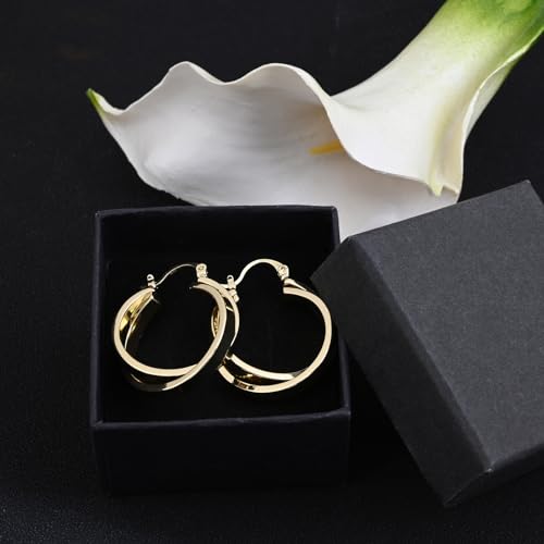 Gold Plated Double Hoop Earrings for Women Handmade Circle Huggie Hoop Earrings Simple Round Dangle Earrings for Gift