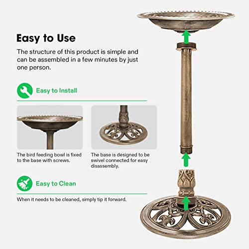 VIVOSUN 28” Solar Bird Bath, Solar Powered Pond Fountain Combo Set for Outdoors, Gardens, Patio, Yard, Deck, Golden