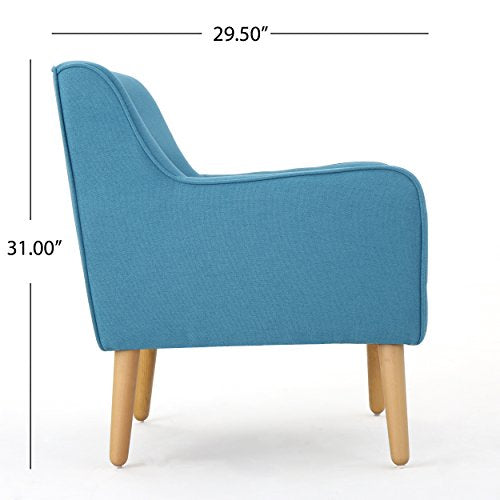 Christopher Knight Home Felicity Mid-Century Fabric Arm Chair, Teal 29.5D x 25W x 30.5H Inch