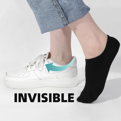 Korheyr No Show Socks Women And Men Invisible Low Cut Athletic Liner Socks, 6 Pairs (Black)