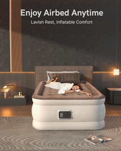 NatraCalm Twin Air Mattress with Built in Pump, Blow up Mattress in Fast Self-Inflation/Deflation, Foldable Inflatable Mattress for Camping & Home, Portable Waterproof Airbed, colchon inflable