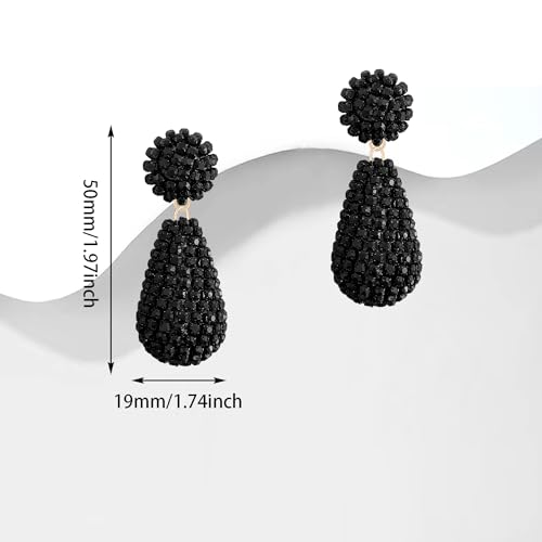 WUWEIJIAJIA Personalized Creative Three-dimensional Geometric Dangle Drop Earrings Sparkly Colored Rhinestone Chain Alloy Dangle Drop Earrings for Women (Gun black-1)