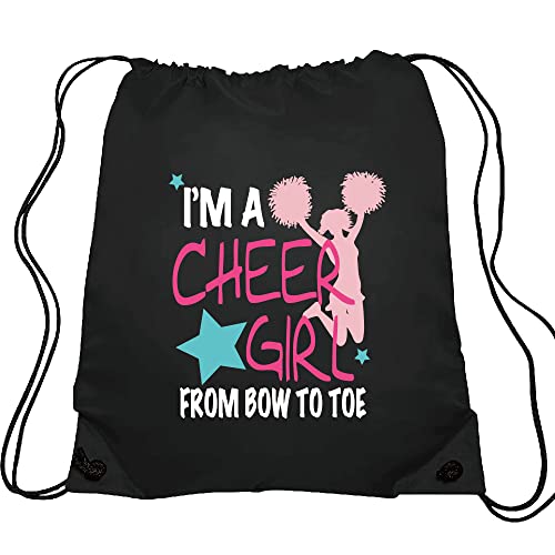 Haizct I'm A Cheer Drawstring Backpack, Cheerleading Drawstring Gym Bag for Cheerleaders Draw String Backpack Gym Sports Sack Bag Cheerleading Gifts for woman