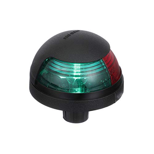 Attwood 5045-7 Bi-Color Combination 1-Mile Sidelights — Deck Mount — for Boats Up to 39.4 Feet, 7-Inch Hard Wire Lead, Black Housing