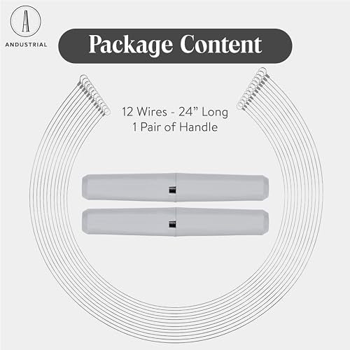 ANDUSTRIAL Stainless Steel Cheese Cutting Replacement Wires For Soft and Hard Cheese - Easy to Use and Clean - 12 Wires 24" + 1 Pair Egronomic Plastic Handle