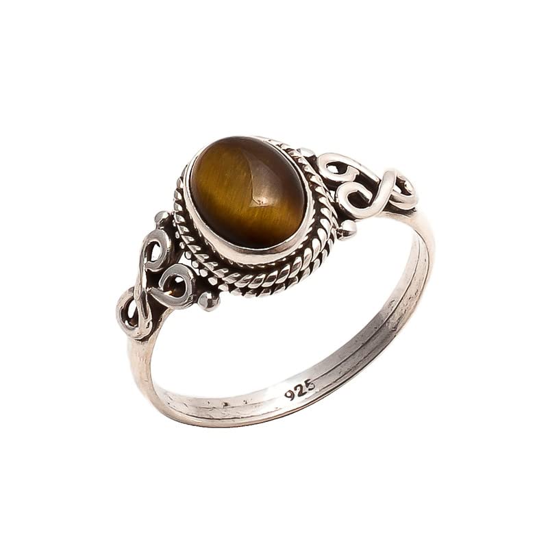 Tiger Eye Stone Ring 925 Sterling Silver Statement Ring For Women Handmade Rings Gemstone Christmas Promise Ring Size US 11 Gift For Her