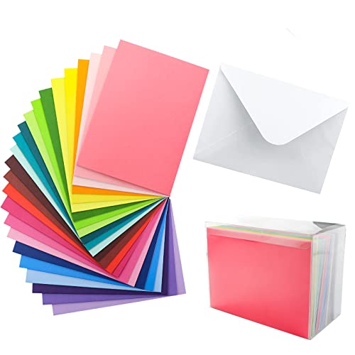 60 Pack A7 Colored Blank Cards and Envelopes 5x7 inch, 24 Assorted Colors Folded Greeting Cards, Self Seal White Envelopes and Thank You Cards for Invitations, Weddings, Postcards, Birthday
