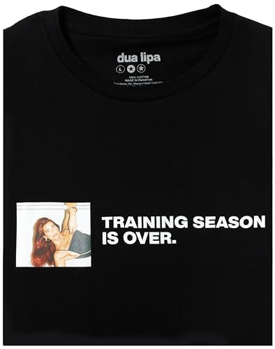 Dua Lipa Unisex's Standard Official Merch Training Season Photo T-Shirt, Black