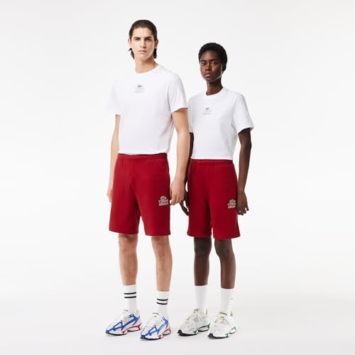 Lacoste Unisex Regular Fit Adjustable Waist Shorts W/Medium Croc Graphic Near The Bottom of The Leg, Ora, XS