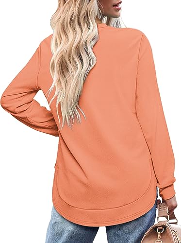 OFEEFAN Tops For Women Casual Fall Tunic Sweatshirts For Women Curved Hem Turquesa S