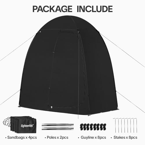 EighteenTek Camping Shower Tent Changing Room with Fixed Floor 2 Rooms and Doors Outdoor Pop Up Camping Toilet Portable Privacy Dressing Shelter with Carry Bag 83"x43"x80" (2 Rooms+1 Door)