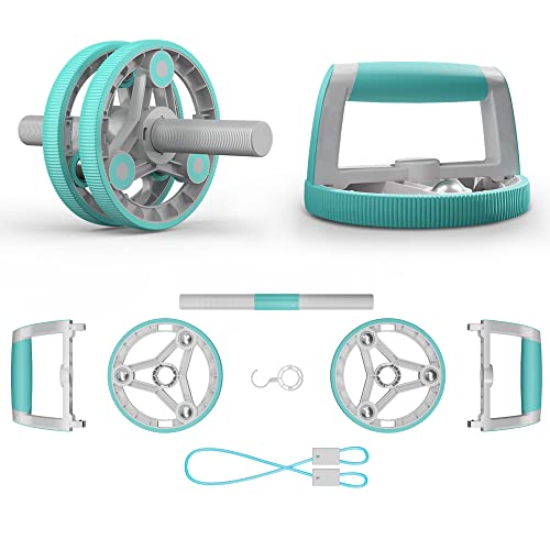 Elevens Ab Roller Wheel for Training Abdomen & Core Strength, 14-in-1 Exercise Equipment for Abs Workout at Home Gym Fitness Yoga for Women（Green)