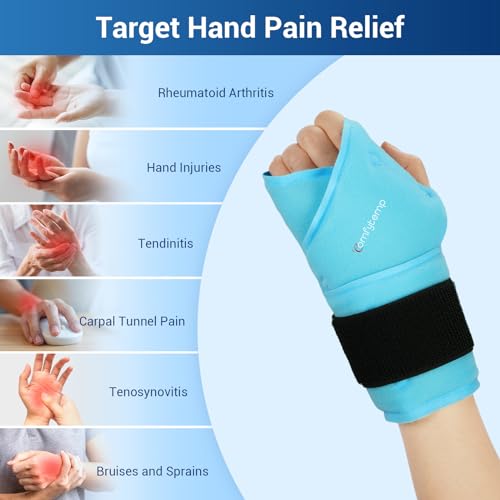 Comfytemp Larger Wrist Ice Pack Wrap for Carpal Tunnel Relief, FSA HSA Eligible, Reusable Longer Gel Wrist Brace Hot Cold Compression for Hand Pain Injury, Achilles Tendonitis, Arthritis, Surgery Gift