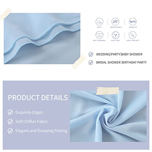 Blue Chiffon Table Runner 27x120 Inches 1 Piece Romantic Sheer Fabric for Birthday Party Baby Shower Cake Table Decoration