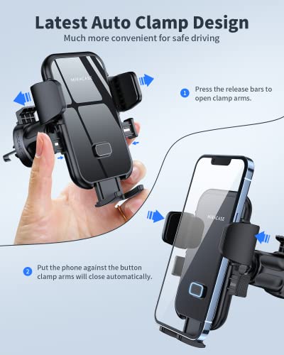 Miracase Car Vent Phone Mount, Universal Cell Phone Car Mount [Upgraded Vent Clip Never Fall Off] Hands Free Air Vent Phone Holders for Your Car Compatible with iPhone All Smartphones