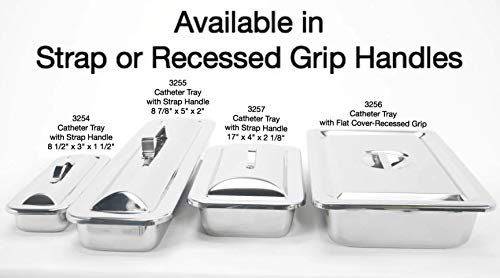 Graham-Field 3254 Grafco Instrument Catheter Tray with Strap Handle, Stainless Steel, 8-1/2" x 3" x 1-1/2"
