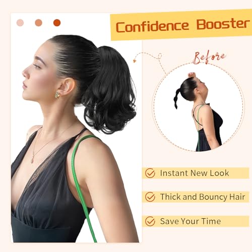 KooKaStyle Ponytail Extension, 10" Short Claw Clip in Pony Tails Hair Extensions Curly Wavy Synthetic Drawstring Hairpieces for Women(Light Ash Blonde)